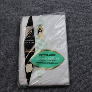 Vintage Penney's Nation-Wide Muslin Pillow Cases 42x36 100% Cotton NIP Set Of 2